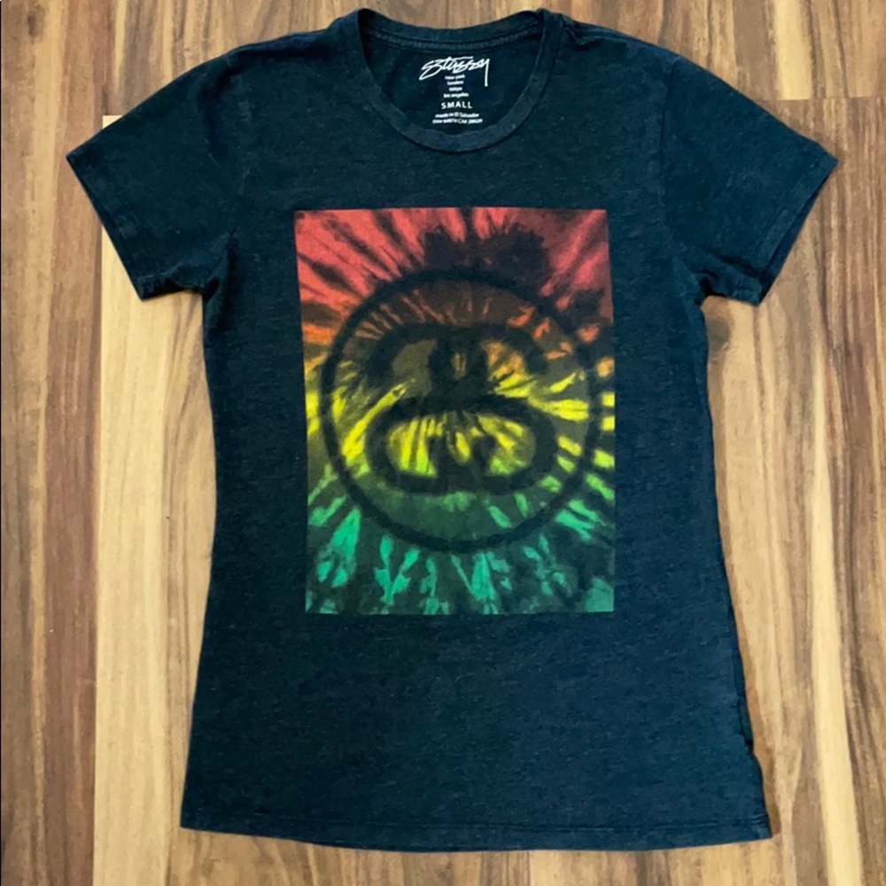 Stussy Tye Dye black t shirt Junior SMALL t-shirt